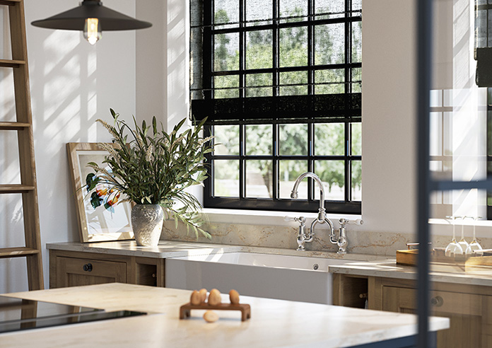 Brescia Voile, Raven Black - Twist&Fit Roman Blind - Image 5